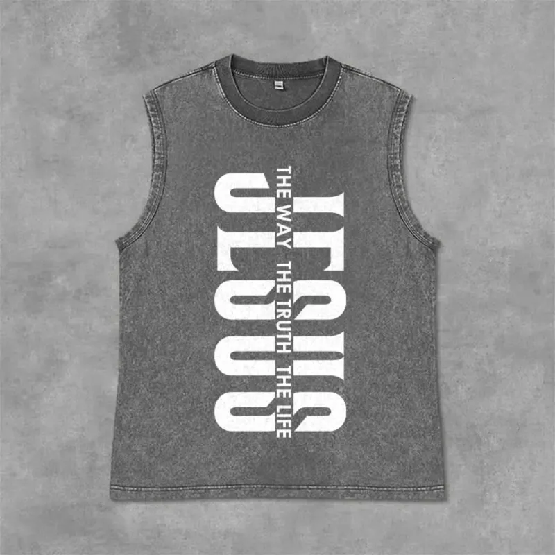 Christianartworkshop The Way The Truth The Life Unisex Washed Tank Top made by Christian Art Workshop