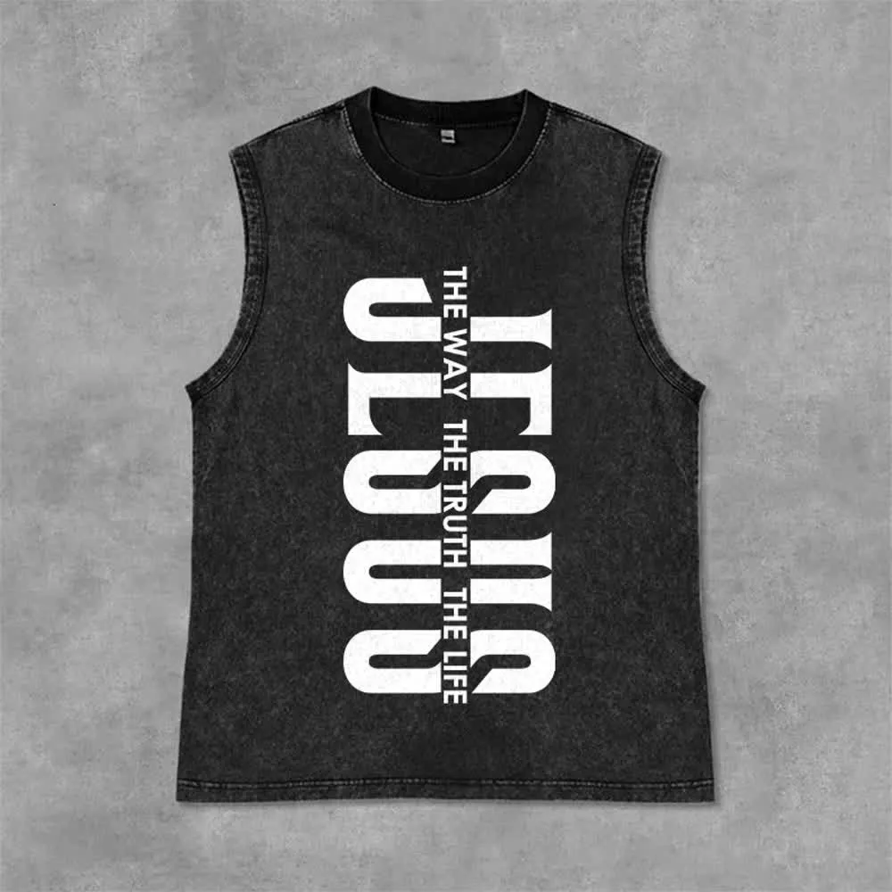 Christianartworkshop The Way The Truth The Life Unisex Washed Tank Top sold by Christian Art Workshop product image thumbnail 4