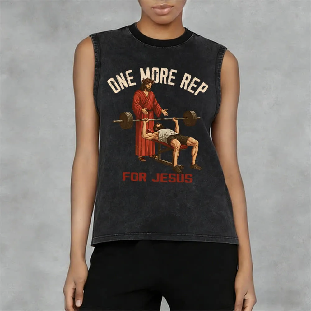 Christianartworkshop One More Rep For Jesus Unisex Washed Tank Top sold by Christian Art Workshop product image thumbnail 3