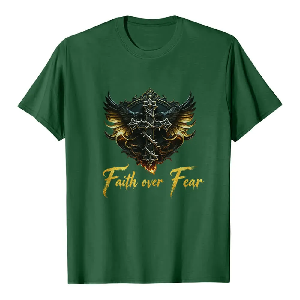 Christianartworkshop Wings Of Faith Faith Over Fear Premium T-Shirt sold by Christian Art Workshop product image thumbnail 5