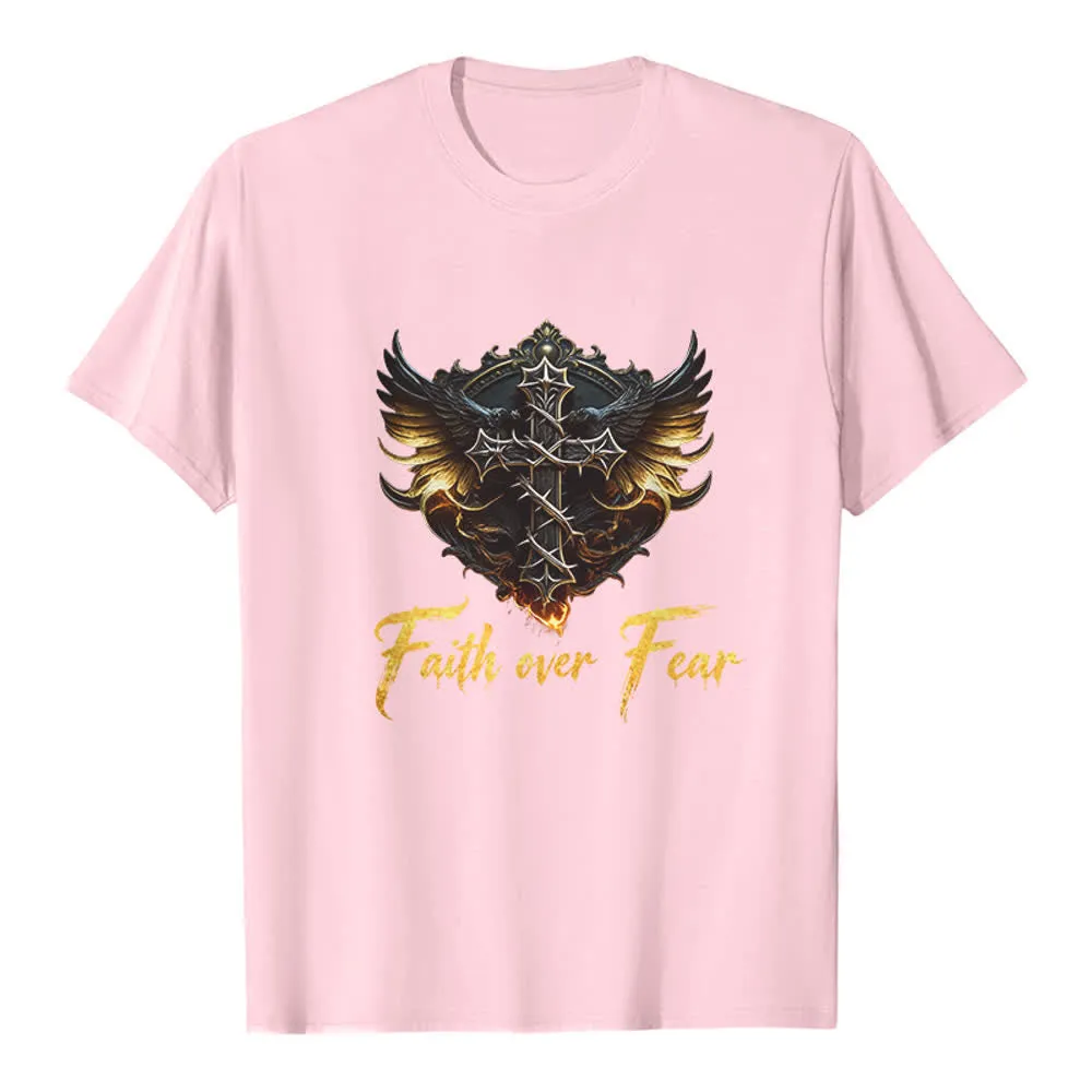 Christianartworkshop Wings Of Faith Faith Over Fear Premium T-Shirt sold by Christian Art Workshop product image thumbnail 2