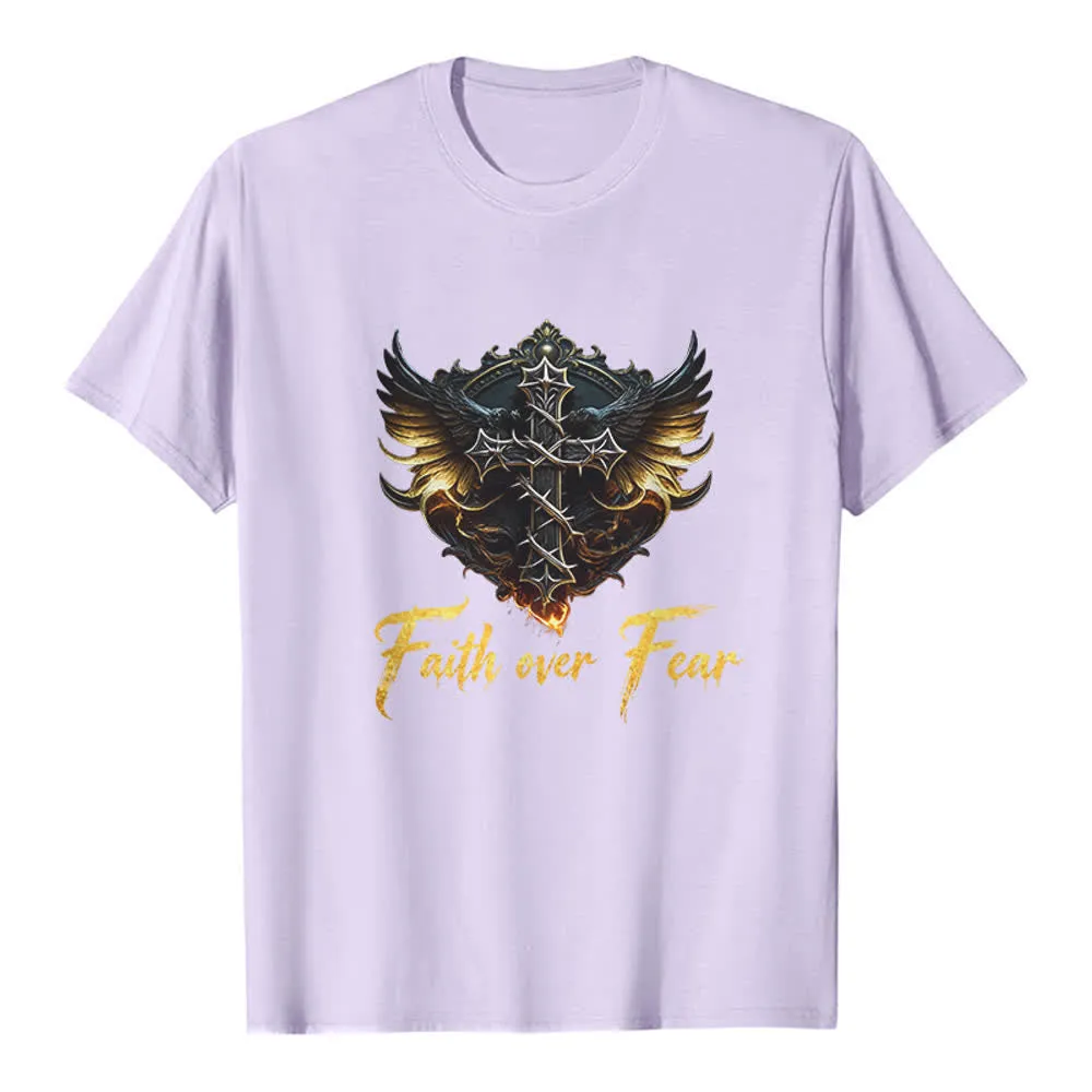 Christianartworkshop Wings Of Faith Faith Over Fear Premium T-Shirt sold by Christian Art Workshop product image thumbnail 3