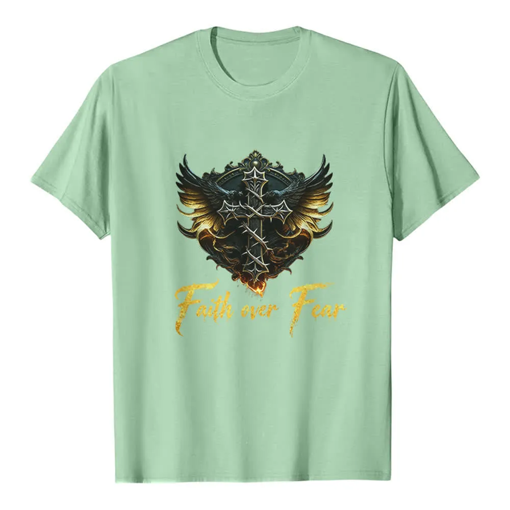 Christianartworkshop Wings Of Faith Faith Over Fear Premium T-Shirt sold by Christian Art Workshop product image thumbnail 4