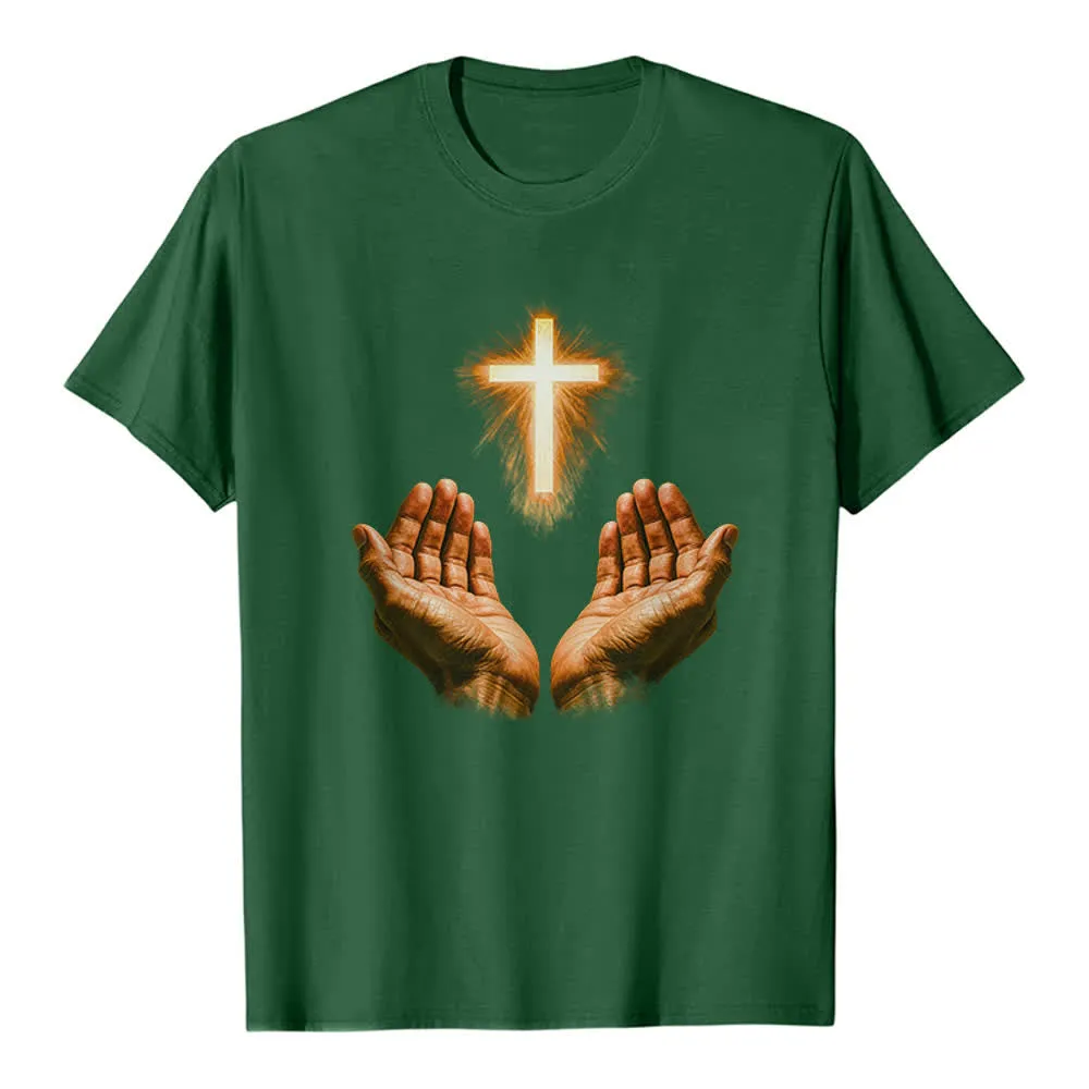 Christianartworkshop Jesus Cross In Hands Premium T-Shirt sold by Christian Art Workshop product image thumbnail 4