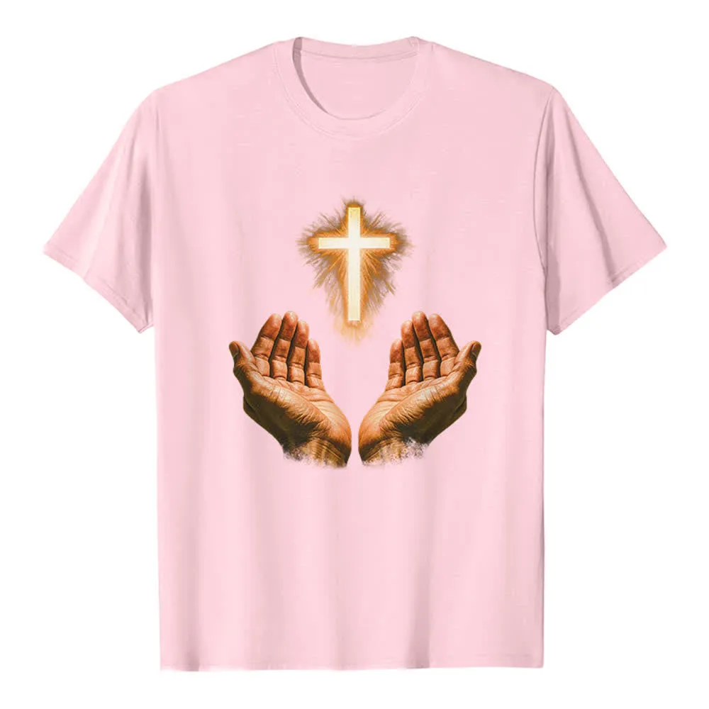 Christianartworkshop Jesus Cross In Hands Premium T-Shirt sold by Christian Art Workshop product image thumbnail 2