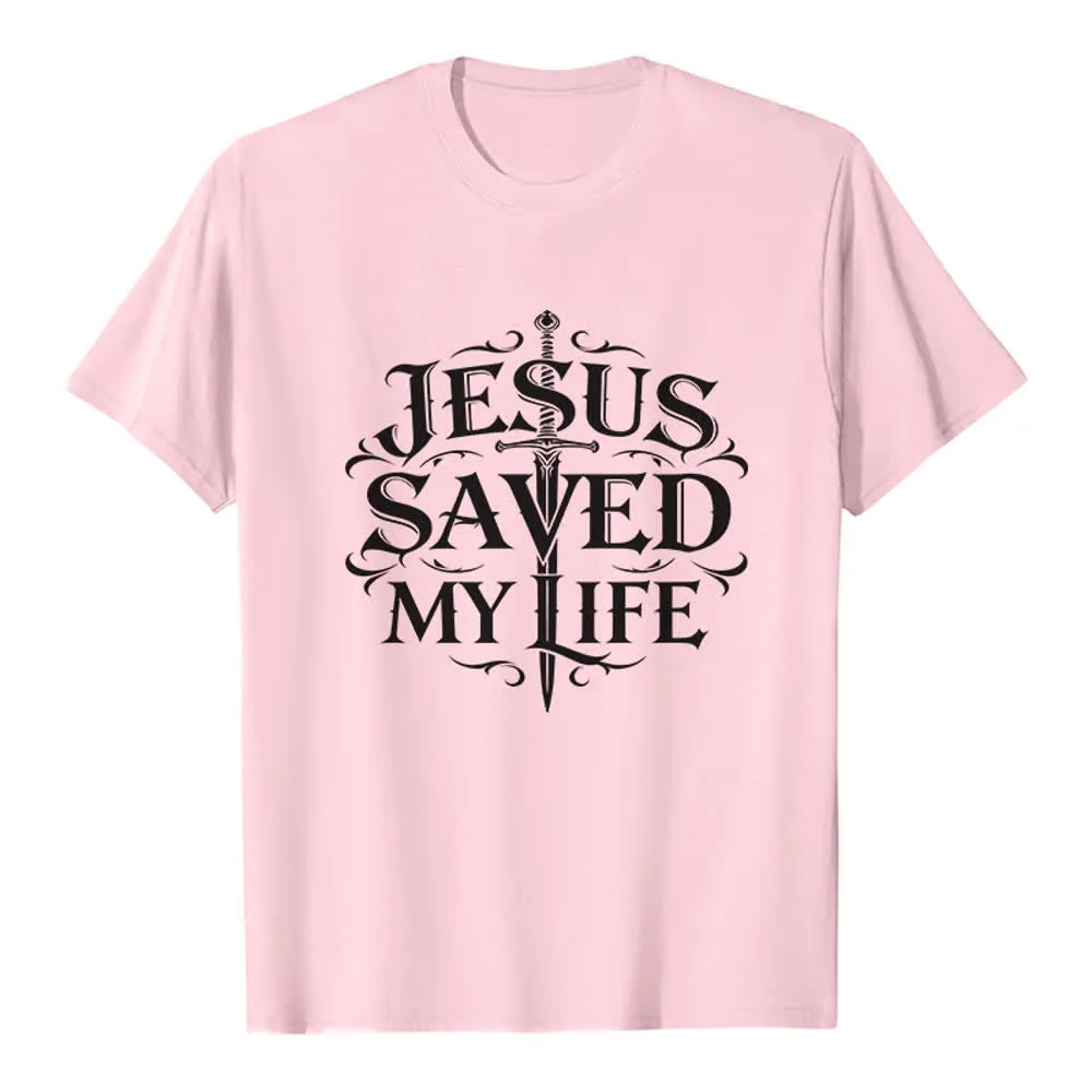 Christianartworkshop Vintage Gothic Jesus Saved My Life Premium T-Shirt sold by Christian Art Workshop product image thumbnail 2