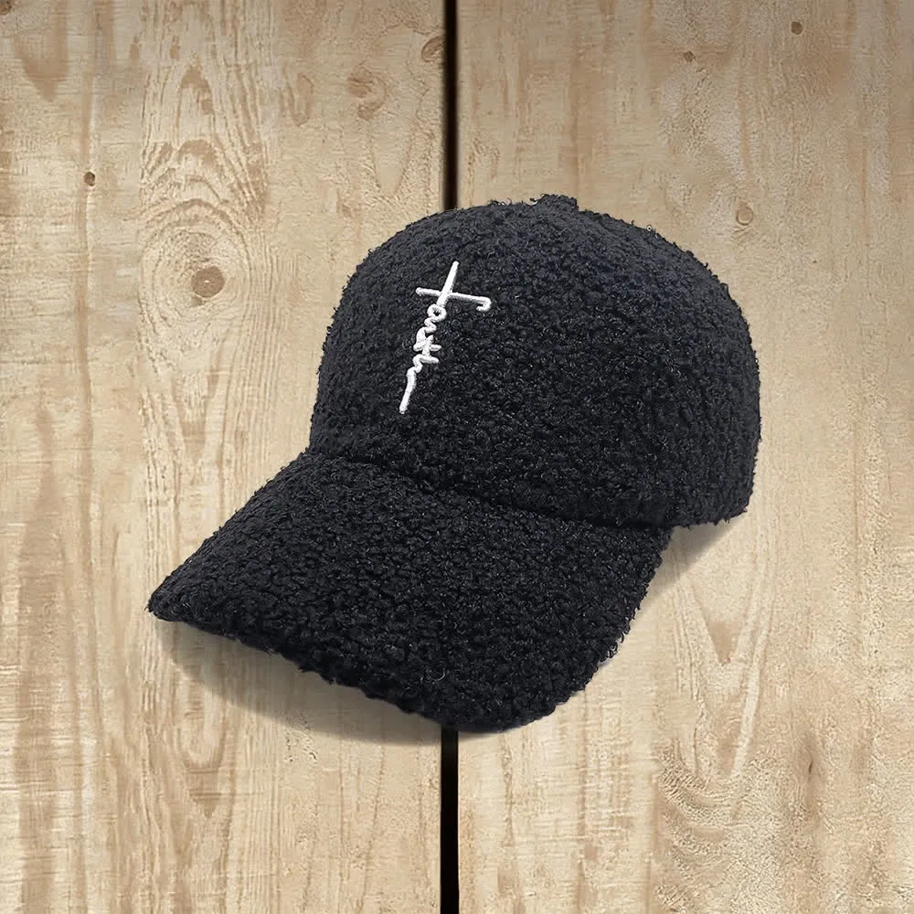 Christianartworkshop Faith Cross Embroidered Fuzzy Baseball Cap sold by Christian Art Workshop product image thumbnail 3