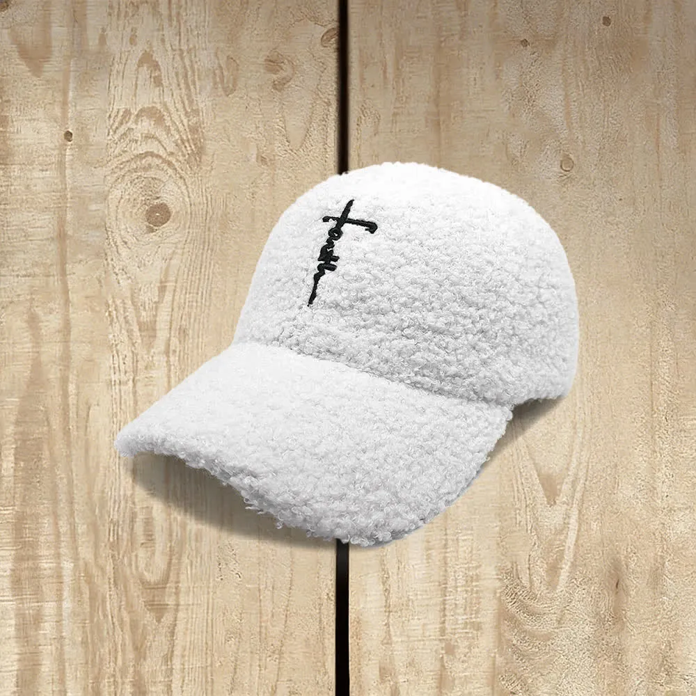 Christianartworkshop Faith Cross Embroidered Fuzzy Baseball Cap sold by Christian Art Workshop product image thumbnail 4