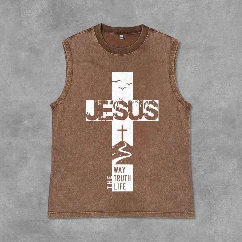 Christianartworkshop Jesus The Way The Truth The Life Unisex Washed Tank Top sold by Christian Art Workshop