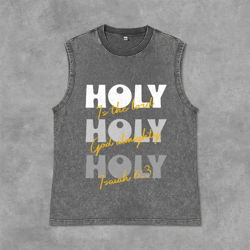 Christianartworkshop Holy Holy Holy Unisex Washed Tank Top made by Christian Art Workshop