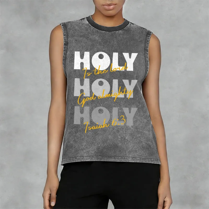 Christianartworkshop Holy Holy Holy Unisex Washed Tank Top sold by Christian Art Workshop product image thumbnail 3