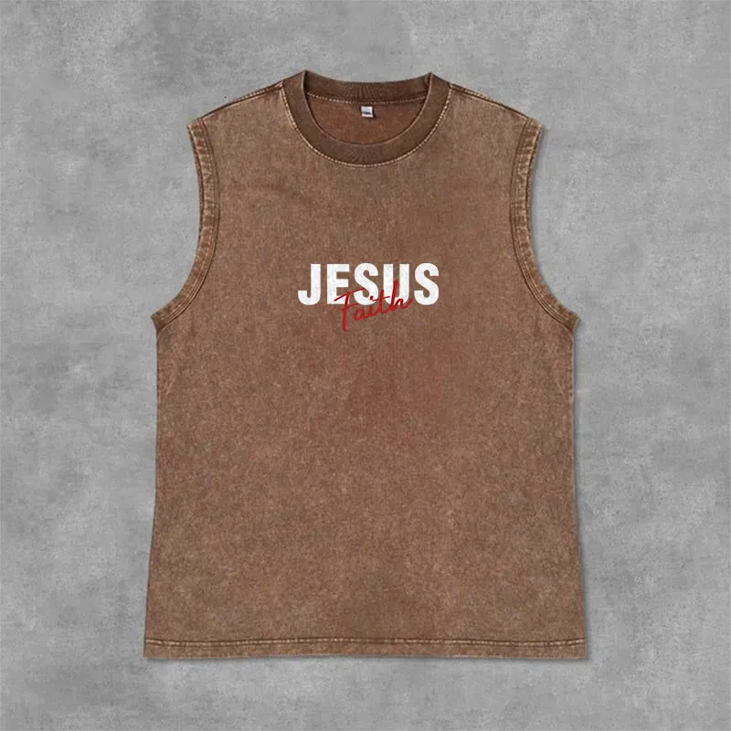 Christianartworkshop ALL WE NEED IS JESUS Unisex Washed Tank Top sold by Christian Art Workshop product image thumbnail 2