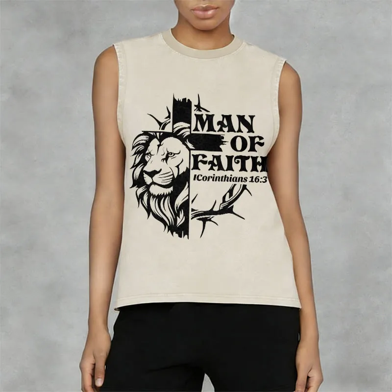Christianartworkshop MAN OF FAITH Unisex Washed Tank Top sold by Christian Art Workshop product image thumbnail 3