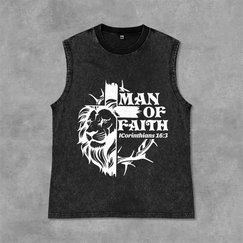 Christianartworkshop MAN OF FAITH Unisex Washed Tank Top sold by Christian Art Workshop product image thumbnail 4