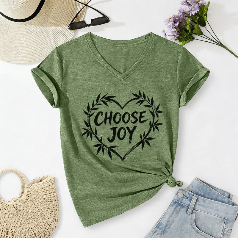 Christianartworkshop CHOOSE JOY Casual V-neck T-shirt sold by Christian Art Workshop product image thumbnail 3