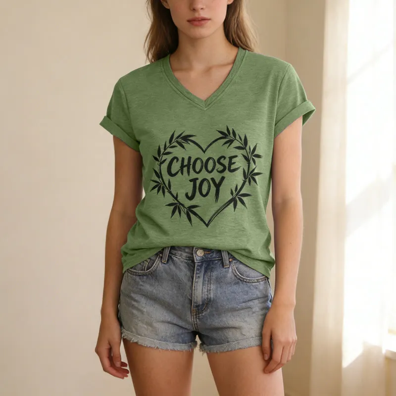 Christianartworkshop CHOOSE JOY Casual V-neck T-shirt sold by Christian Art Workshop product image thumbnail 4