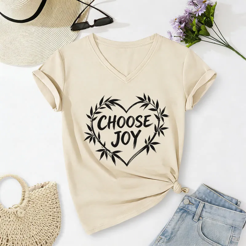 Christianartworkshop CHOOSE JOY Casual V-neck T-shirt made by Christian Art Workshop
