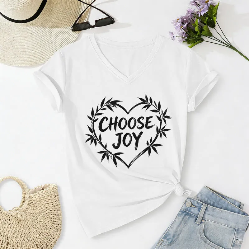Christianartworkshop CHOOSE JOY Casual V-neck T-shirt sold by Christian Art Workshop product image thumbnail 5