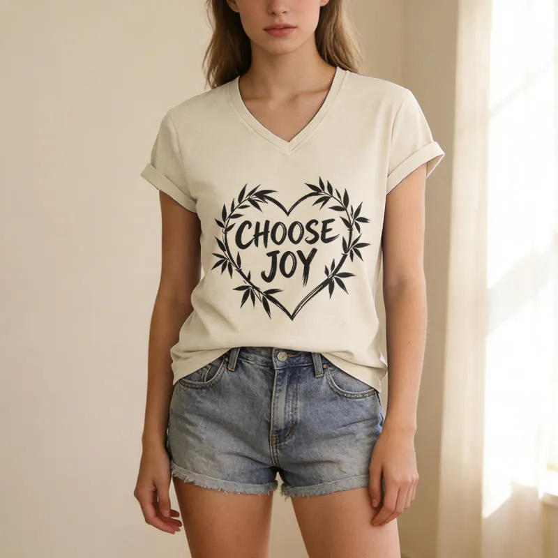 Christianartworkshop CHOOSE JOY Casual V-neck T-shirt sold by Christian Art Workshop product image thumbnail 2
