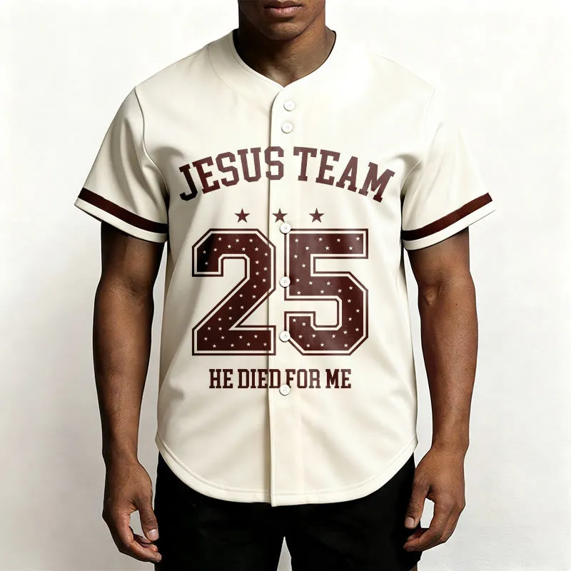 Christianartworkshop Jesus Team 25 He Died For Me Faith Baseball Jersey sold by Christian Art Workshop product image thumbnail 2