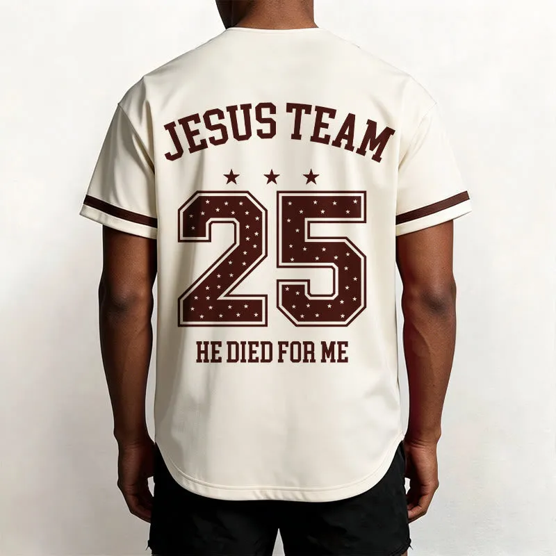 Christianartworkshop Jesus Team 25 He Died For Me Faith Baseball Jersey sold by Christian Art Workshop product image thumbnail 3