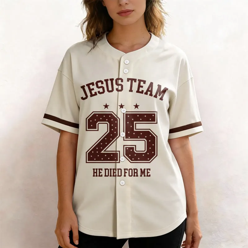 Christianartworkshop Jesus Team 25 He Died For Me Faith Baseball Jersey sold by Christian Art Workshop product image thumbnail 4