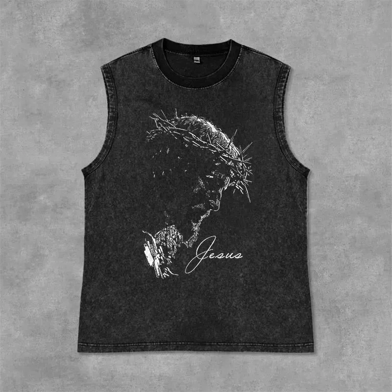 Christianartworkshop Jesus Crown of Thorns Sketch Vintage Washed Tank Top made by Christian Art Workshop