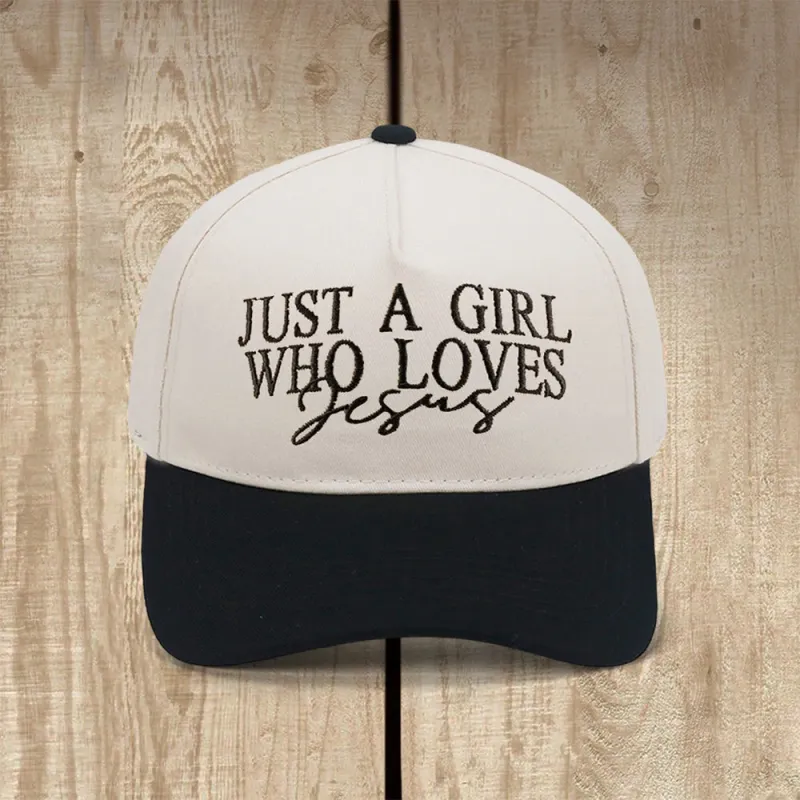 Christianartworkshop Just A Girl Who Loves Jesus Faith-Inspired Baseball Cap made by Christian Art Workshop