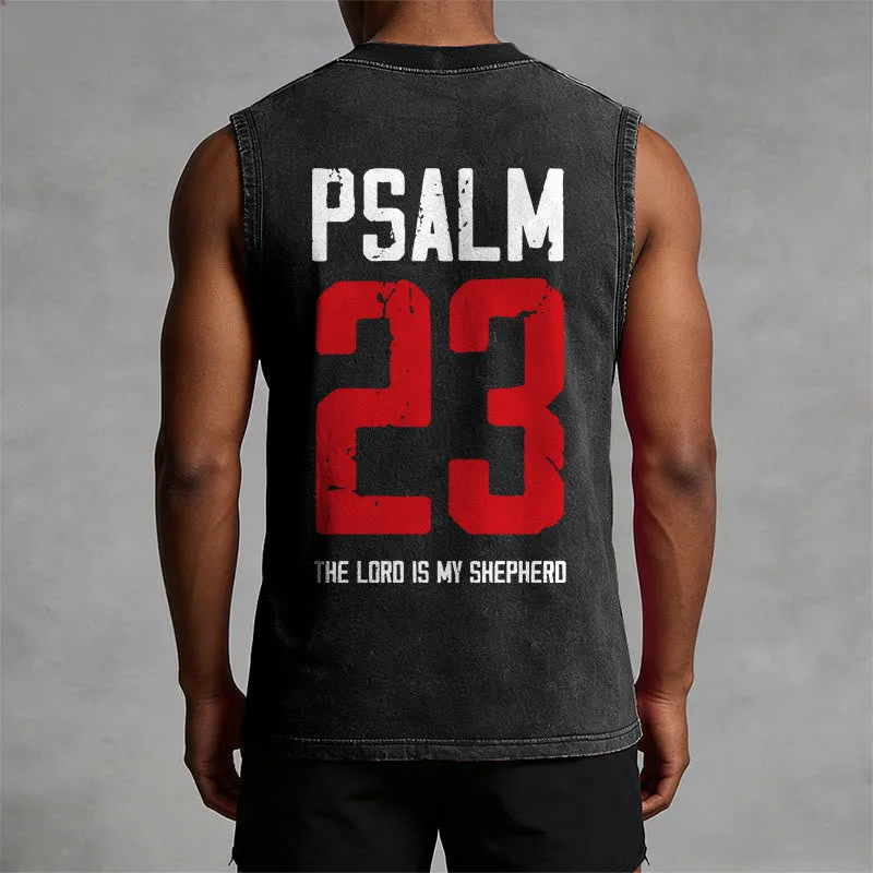 Christianartworkshop Psalm 23 The Lord Is My Shepherd Vintage Washed Tank Top sold by Christian Art Workshop product image thumbnail 5
