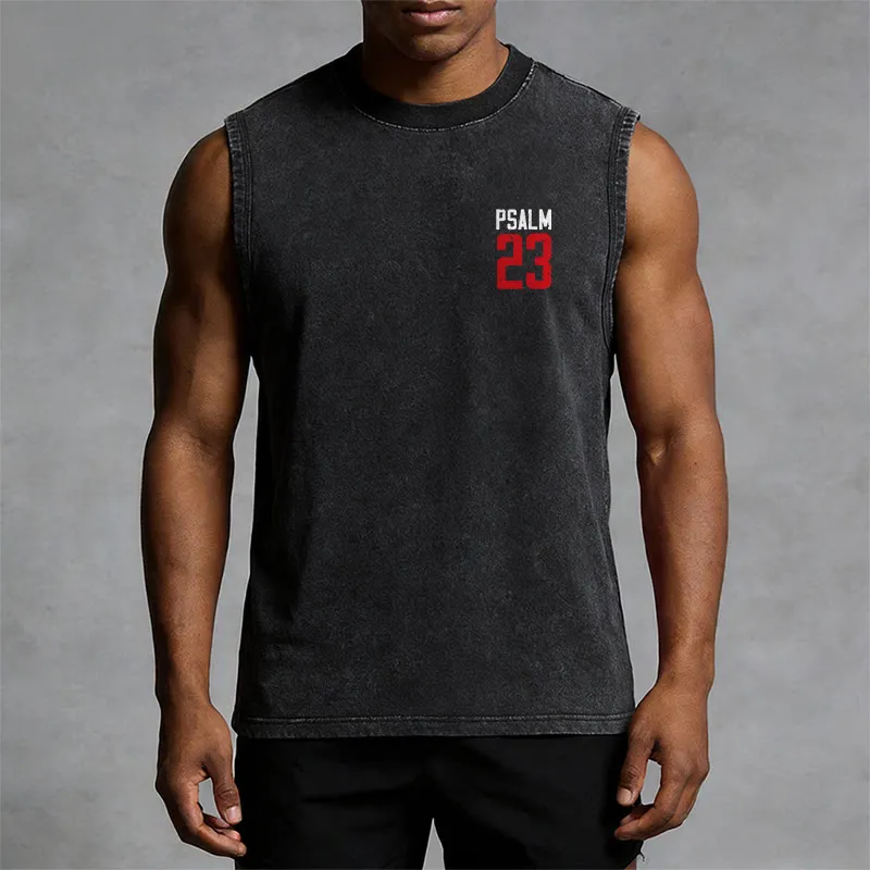 Christianartworkshop Psalm 23 The Lord Is My Shepherd Vintage Washed Tank Top sold by Christian Art Workshop product image thumbnail 2