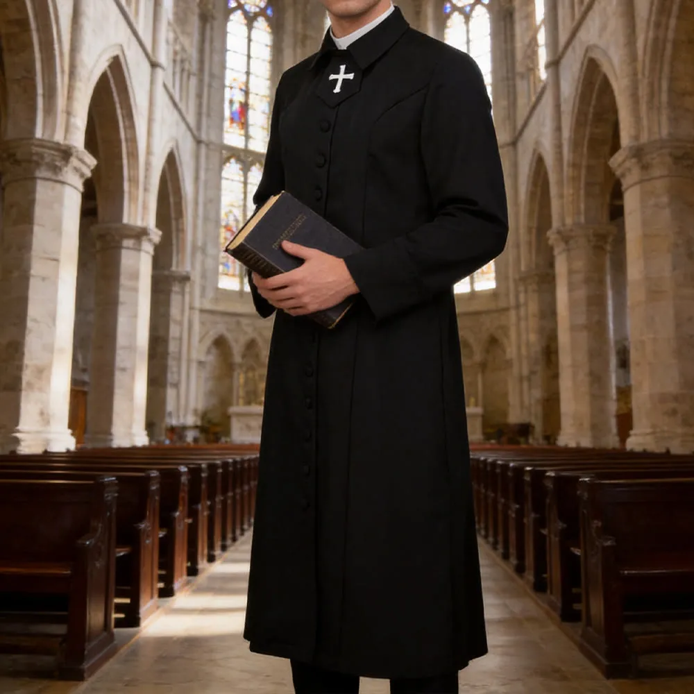 Christianartworkshop Women's Pastor Robe With Collar Cross Motif And Feminine Silhouette Women's Clergy Robe sold by Christian Art Workshop product image thumbnail 4