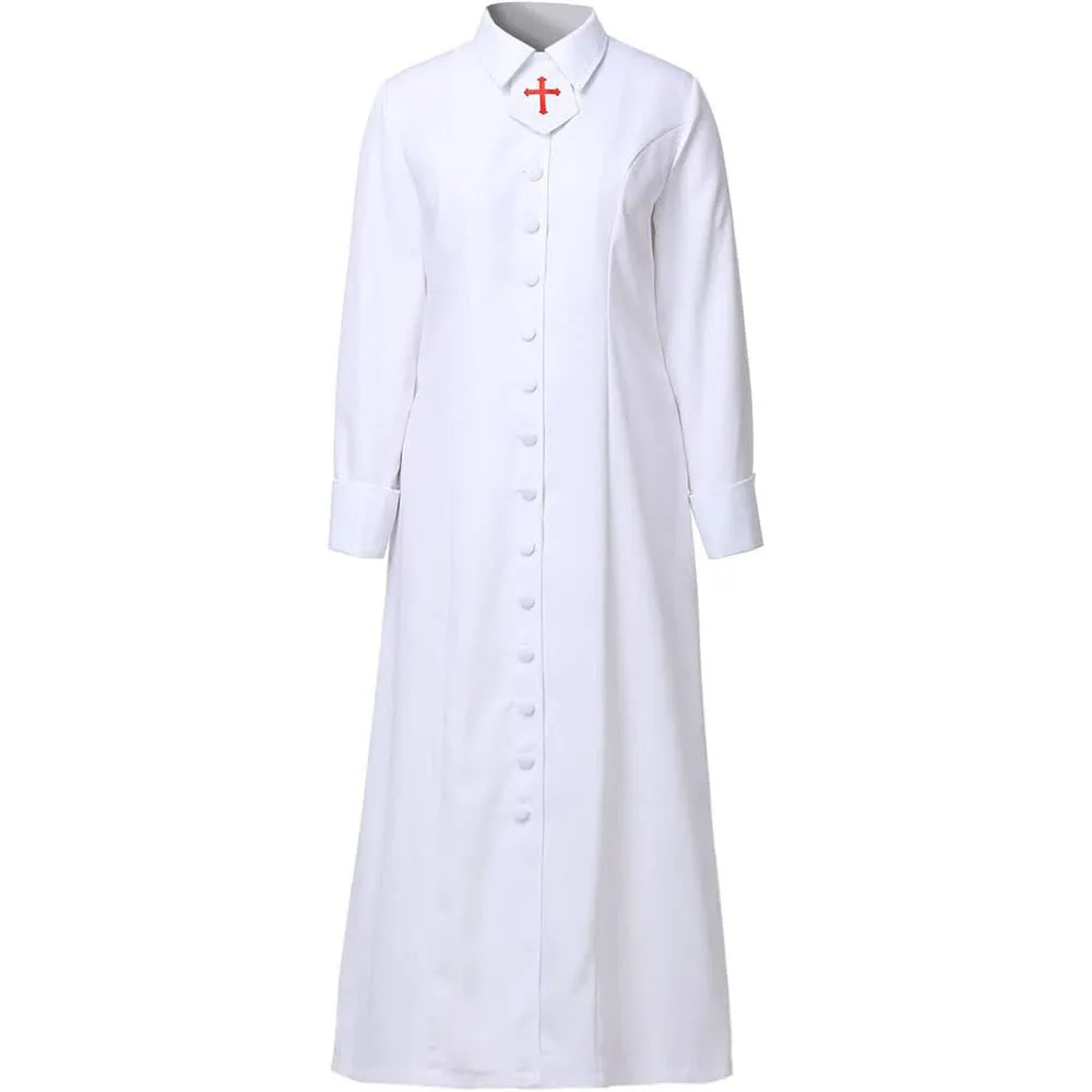 Christianartworkshop Women's Pastor Robe With Collar Cross Motif And Feminine Silhouette Women's Clergy Robe sold by Christian Art Workshop product image thumbnail 2