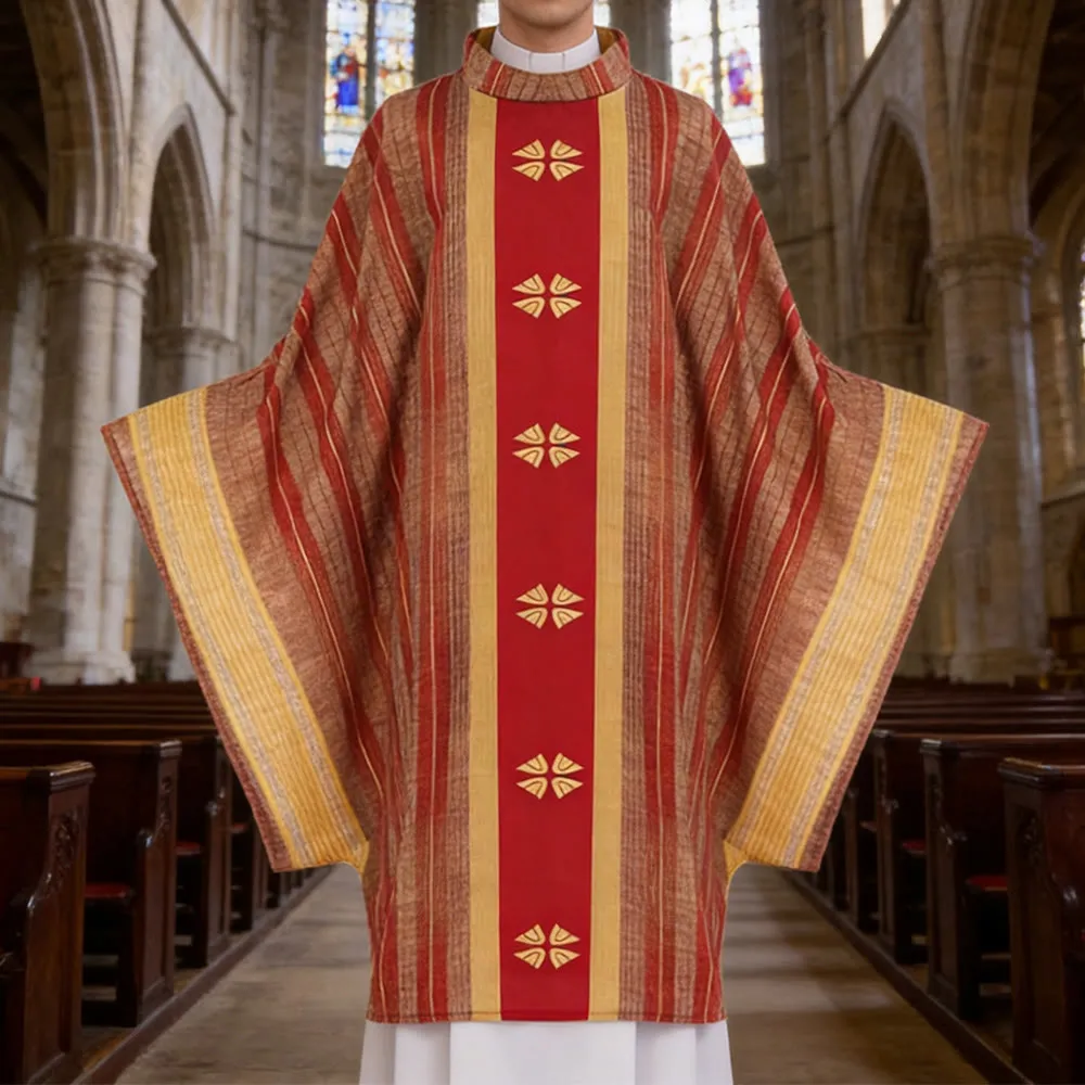 Christianartworkshop Traditional Clergy Chasuble With Central Panel And Floral Motifs Chasuble sold by Christian Art Workshop product image thumbnail 4
