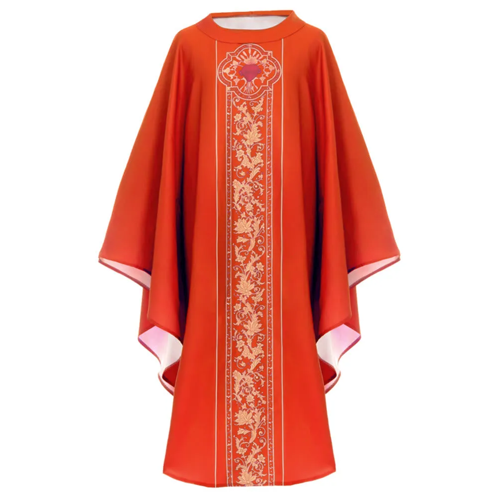 Christianartworkshop Chasuble With Sacred Heart Crest And Floral Vine Graphic Chasuble sold by Christian Art Workshop product image thumbnail 5