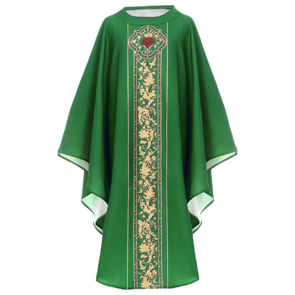 Christianartworkshop Chasuble With Sacred Heart Crest And Floral Vine Graphic Chasuble sold by Christian Art Workshop product image thumbnail 2