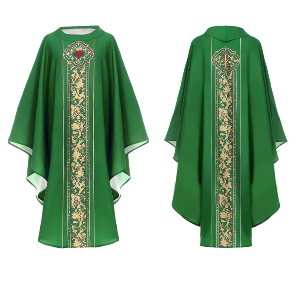 Christianartworkshop Chasuble With Sacred Heart Crest And Floral Vine Graphic Chasuble sold by Christian Art Workshop product image thumbnail 3
