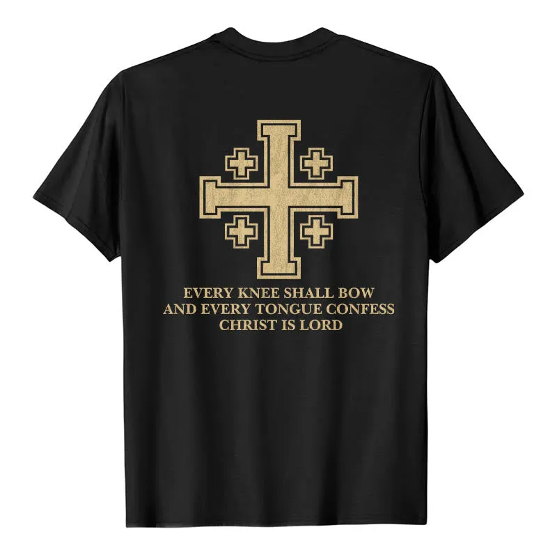 Christianartworkshop Vintage Distressed Jerusalem Cross Dual Side Scripture Faith Premium Short Sleeve T-Shirt sold by Christian Art Workshop product image thumbnail 3