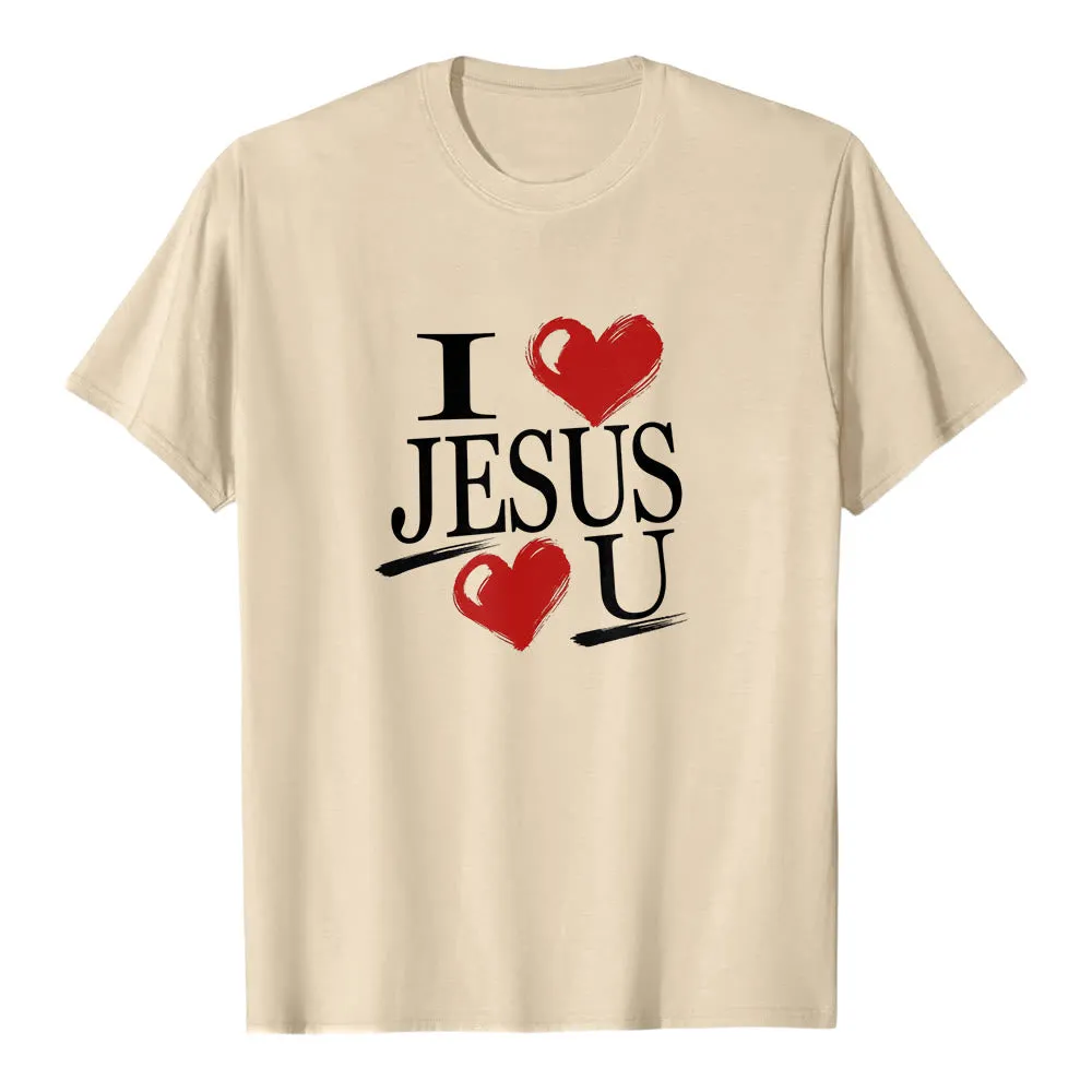Christianartworkshop "I Love Jesus and You" Dual Heart Faith Premium Short Sleeve T-Shirt sold by Christian Art Workshop product image thumbnail 5