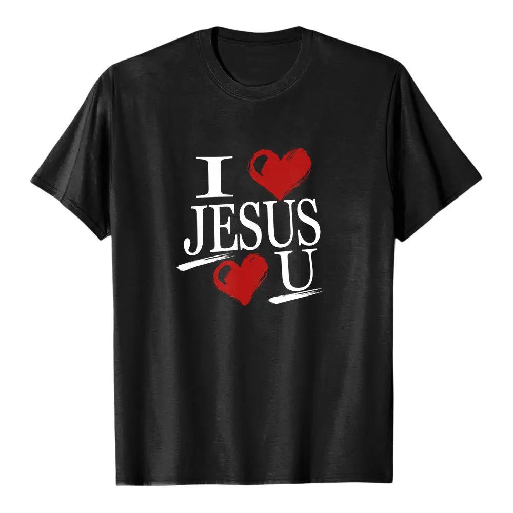 Christianartworkshop "I Love Jesus and You" Dual Heart Faith Premium Short Sleeve T-Shirt sold by Christian Art Workshop product image thumbnail 2