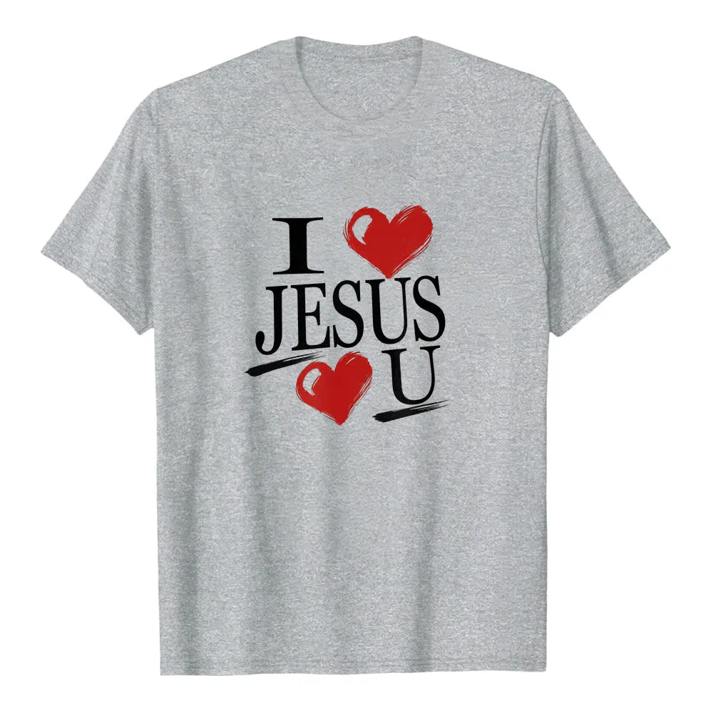 Christianartworkshop "I Love Jesus and You" Dual Heart Faith Premium Short Sleeve T-Shirt sold by Christian Art Workshop product image thumbnail 3