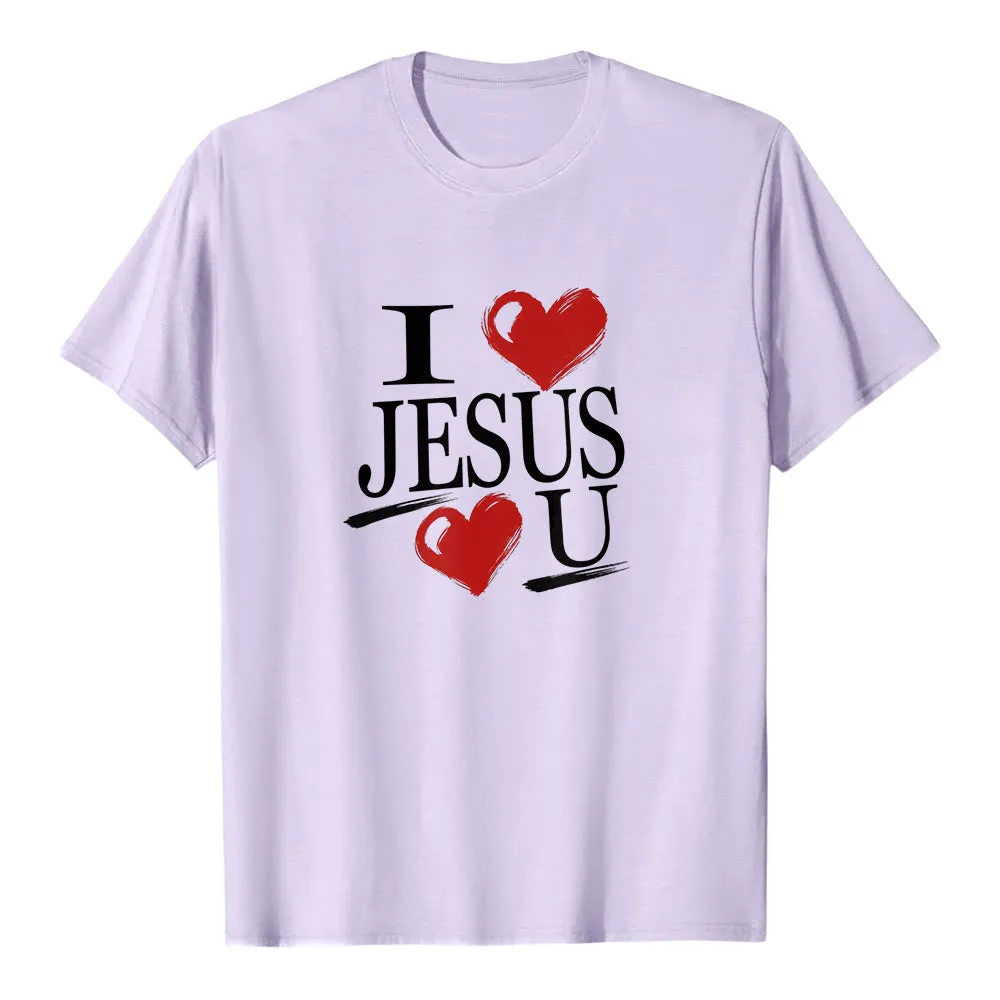 Christianartworkshop "I Love Jesus and You" Dual Heart Faith Premium Short Sleeve T-Shirt sold by Christian Art Workshop product image thumbnail 4