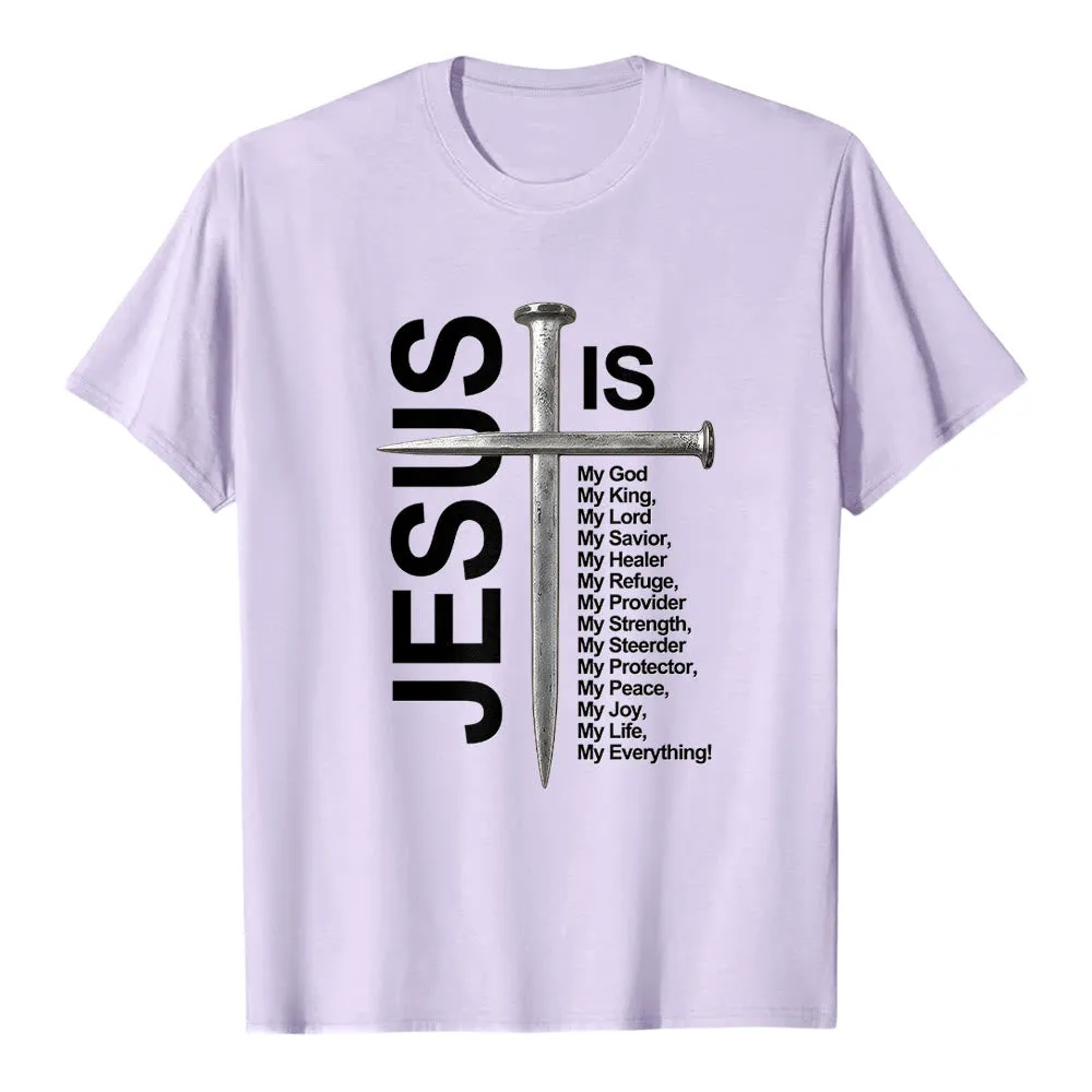 Christianartworkshop "Jesus Is My Everything" Nail Cross Premium Short Sleeve T-Shirt sold by Christian Art Workshop product image thumbnail 4