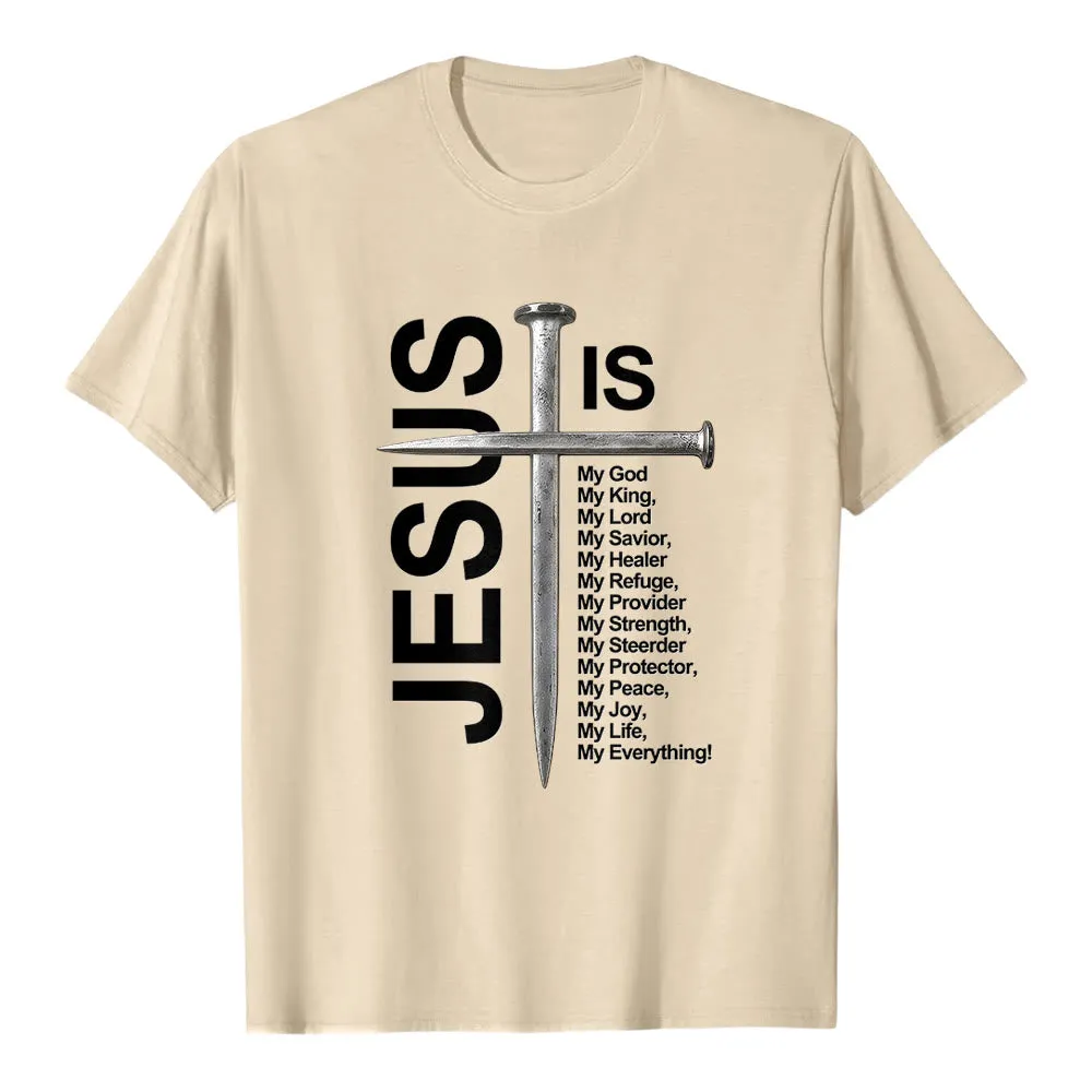 Christianartworkshop "Jesus Is My Everything" Nail Cross Premium Short Sleeve T-Shirt sold by Christian Art Workshop product image thumbnail 5