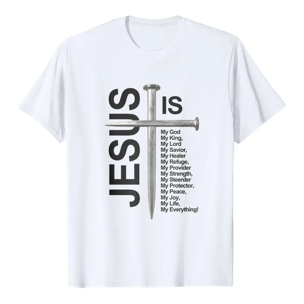 Christianartworkshop "Jesus Is My Everything" Nail Cross Premium Short Sleeve T-Shirt sold by Christian Art Workshop product image thumbnail 2
