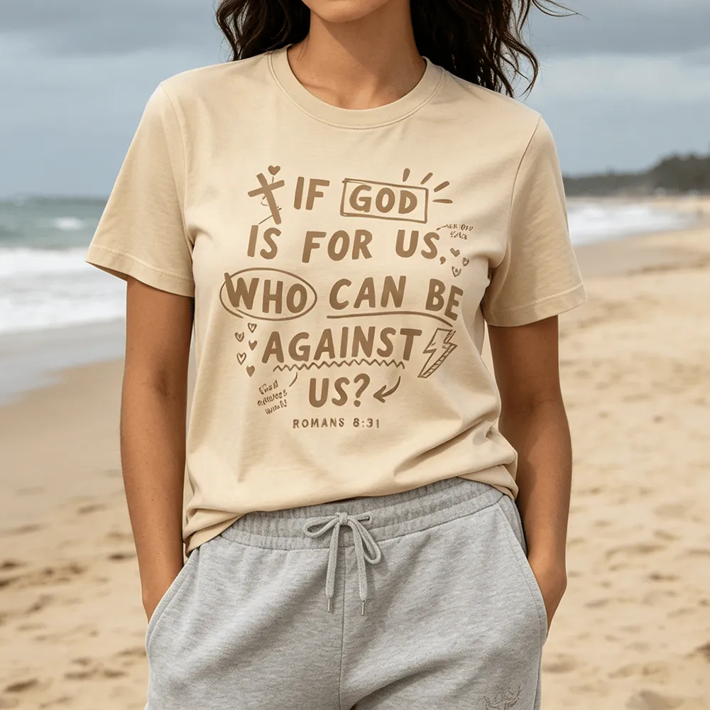 Christianartworkshop "If God Is For Us Who Can Be Against Us Romans 8:31" Premium Short Sleeve T-Shirt sold by Christian Art Workshop
