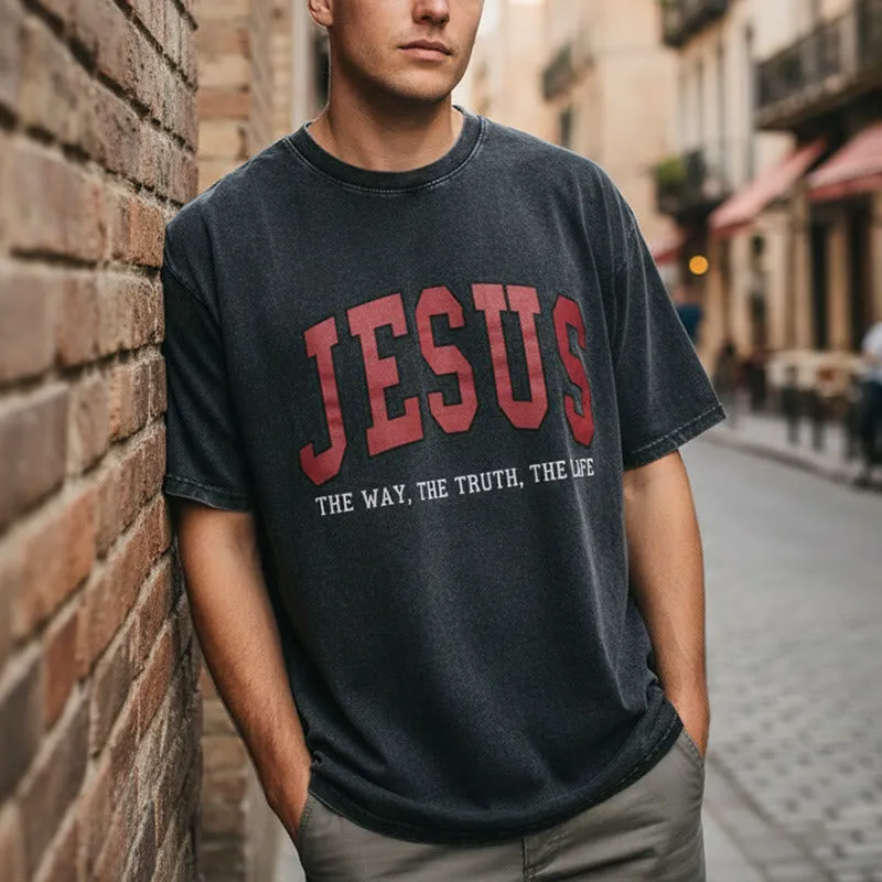 Christianartworkshop Streetwear Style "Jesus The Way The Truth The Life" Washed Unisex T-Shirt made by Christian Art Workshop