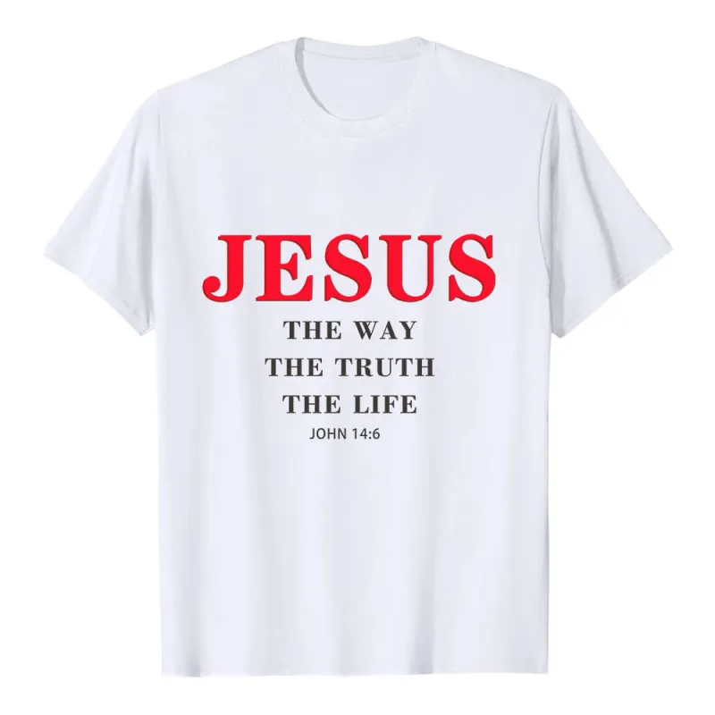 Christianartworkshop Large Bold Serif JESUS The Way The Truth The Life John 14:6 Print Premium Short Sleeve T-Shirt made by Christian Art Workshop