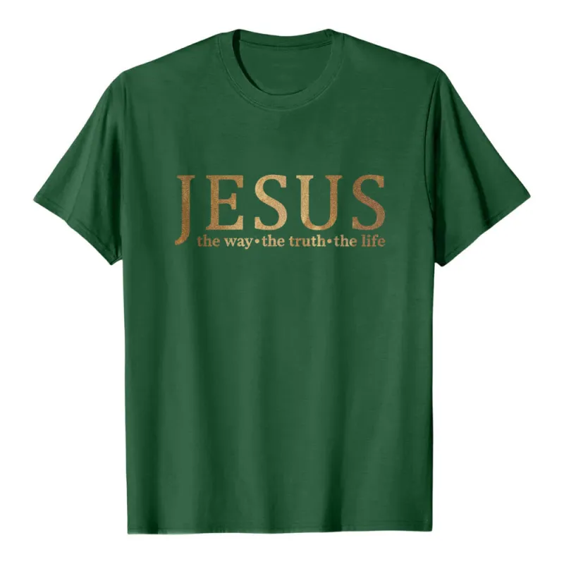 Christianartworkshop Large Vintage Serif JESUS The Way The Truth The Life Dual Font Premium Short Sleeve T-Shirt made by Christian Art Workshop