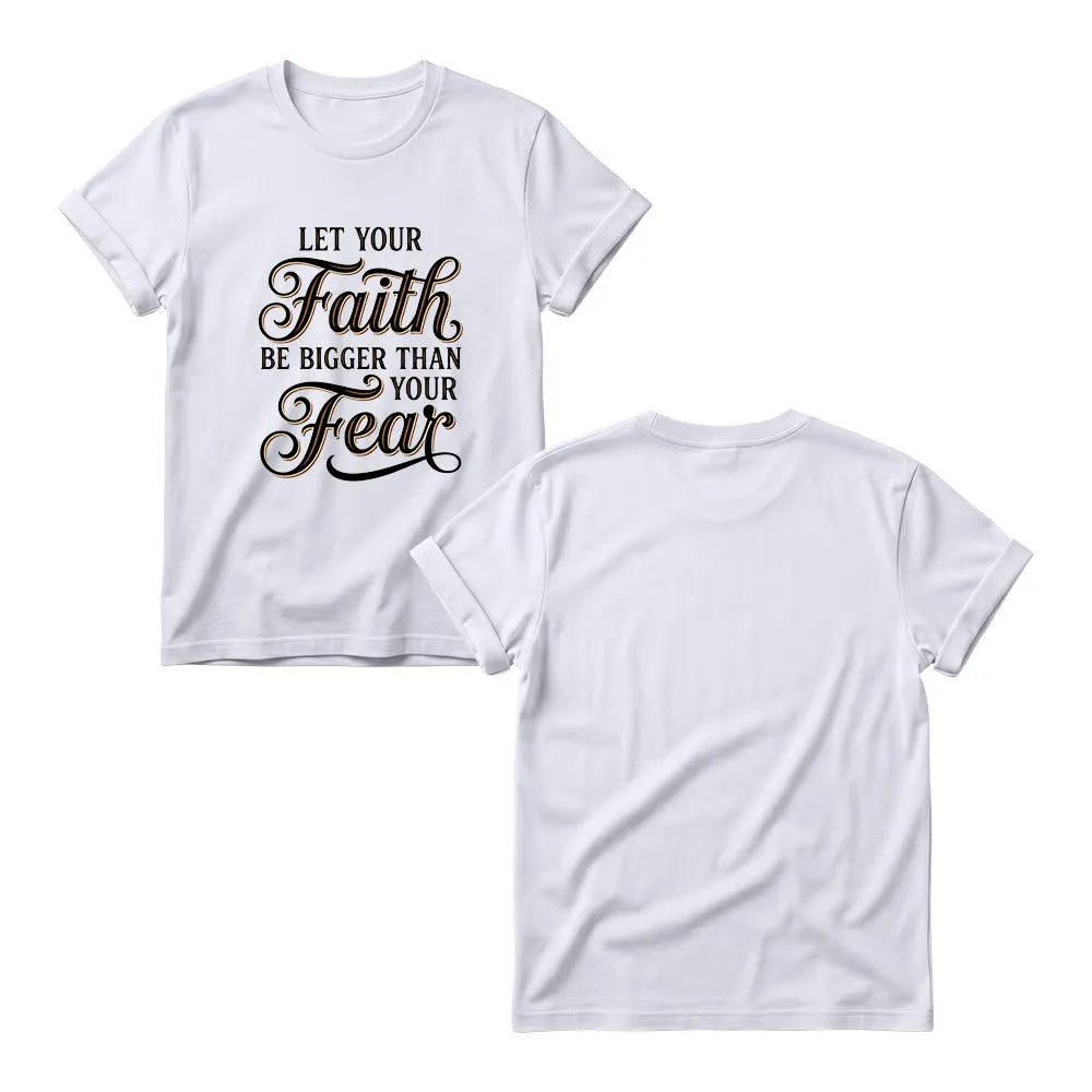 Christianartworkshop Decorative Cursive Key Faith & Fear Word Accent Casual Women’s Crewnecks T-shirt sold by Christian Art Workshop product image thumbnail 3