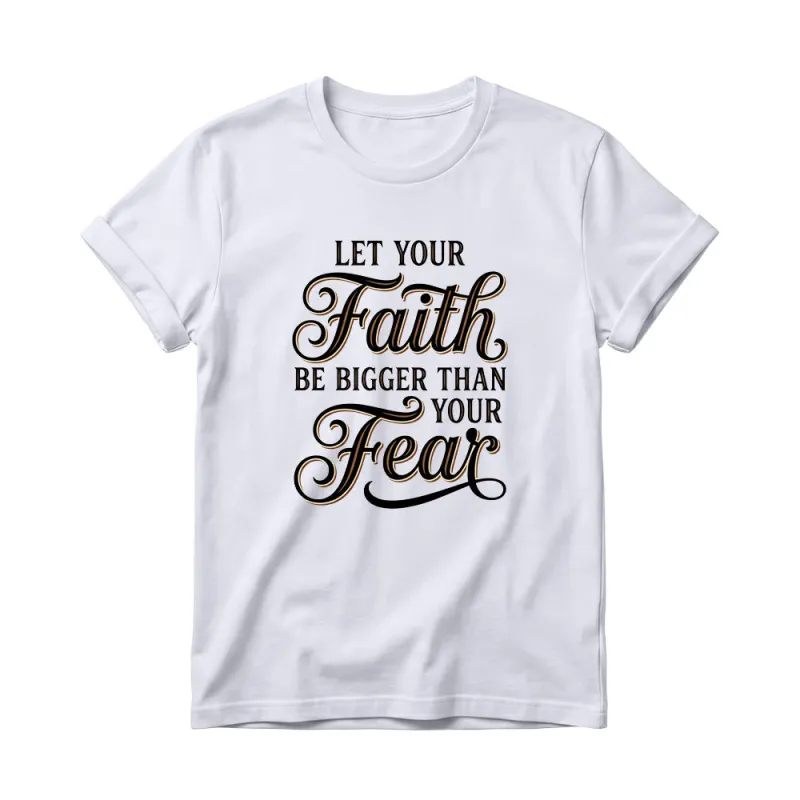 Christianartworkshop Decorative Cursive Key Faith & Fear Word Accent Casual Women’s Crewnecks T-shirt made by Christian Art Workshop